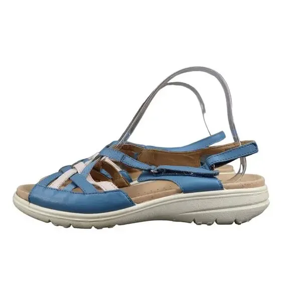 Hotter Shoes Womens 8 Sandal Maisie Comfort Fashion Leather Strappy Walking Blue - Picture 4 of 14